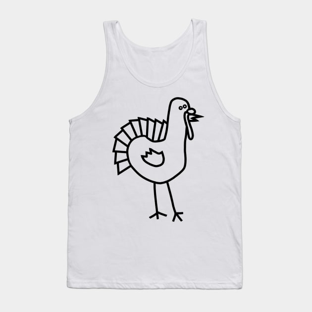 Minimal Thanksgiving Turkey Line Drawing Tank Top by ellenhenryart